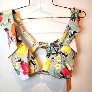 New Bikini Top Fruit Print  Avacado Green Deep V 676 Adjustable Size D or‎ DD